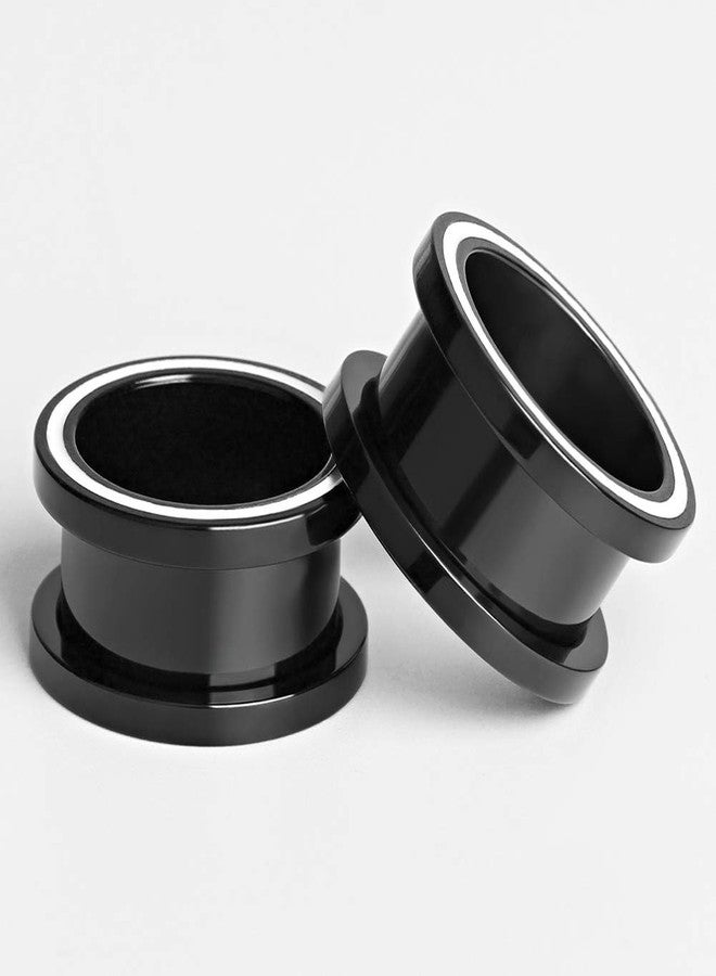 TBOSEN 2 pairs Stainless Steel Ear Plugs Black Gauges Stretching Screw Fit Tunnels Expander Piercing Jewelry - Image 2